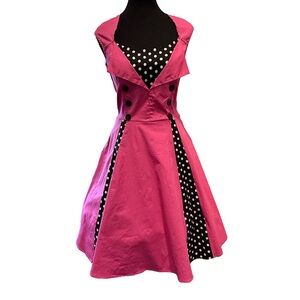 Killreal Rockabilly Swing Dress Pink Polka Dot Sweetheart M